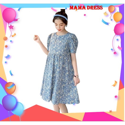 Váy bầu đầm bầu BABAYDOLL hoa MAMADRESS thiết kế đơn giản, TAY BỒNG siêu đẹp, chất mát phù hợp mùa hè V21