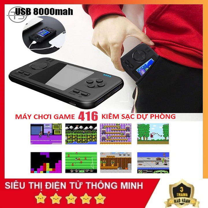 Máy Chơi Siêu Game Cầm Tay Huyền Thoại Có 416 Trò Chơi - Kiêm Sạc Dự Phòng 8000 Mah - 2 Cổng Usb 2020