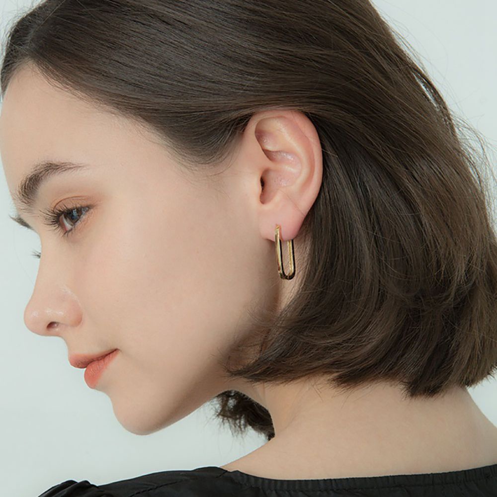 Khuyên tai hình bầu dục bằng đồng nhiều màu sắc đơn giản thời trang Hàn Quốc cho nữ