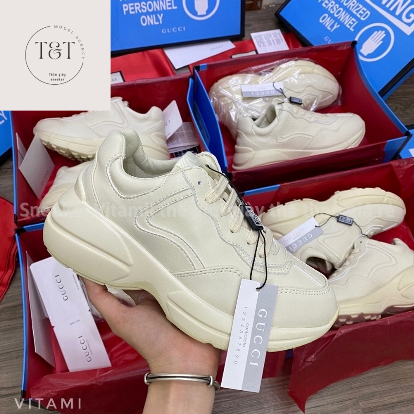 Giày Gucci trơn cổ thấp độn đế, Giày Thể Thao Gucci nam nữ tăng chiều cao full box, bill và hộp/Seko-store