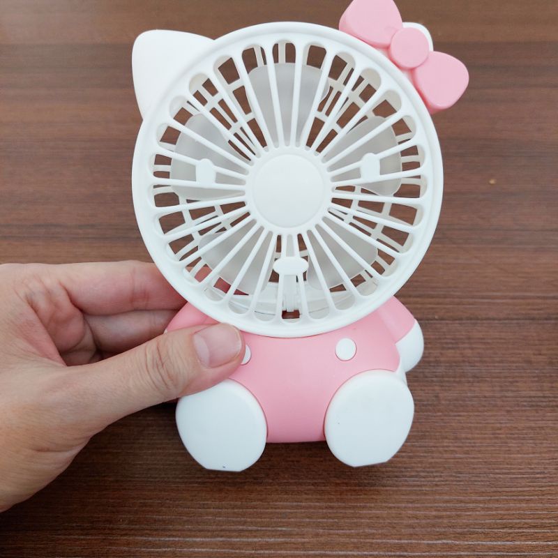 Quạt mini tích điện cầm tay-để bàn nhân vật hoạt hình hello kitty