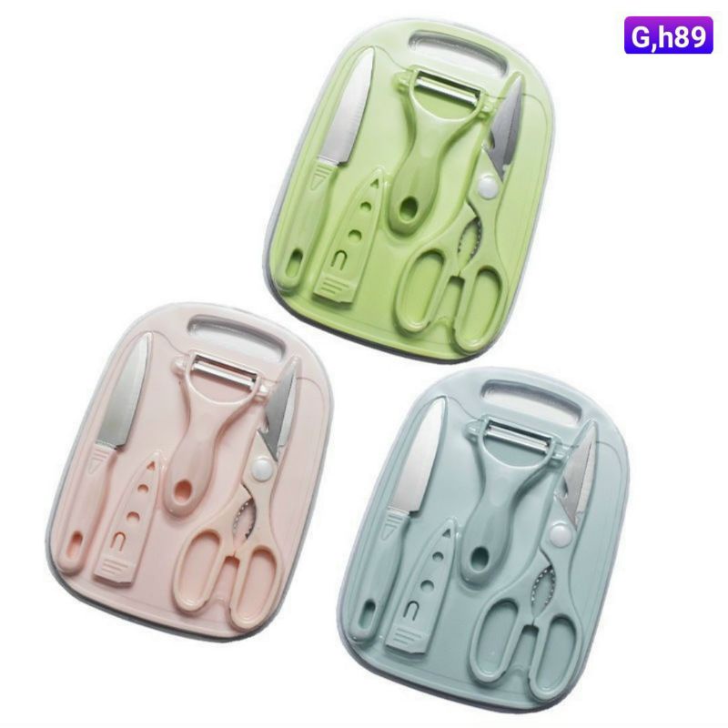 Sét 4 Dụng cụ thớt, kéo,dao,nạo