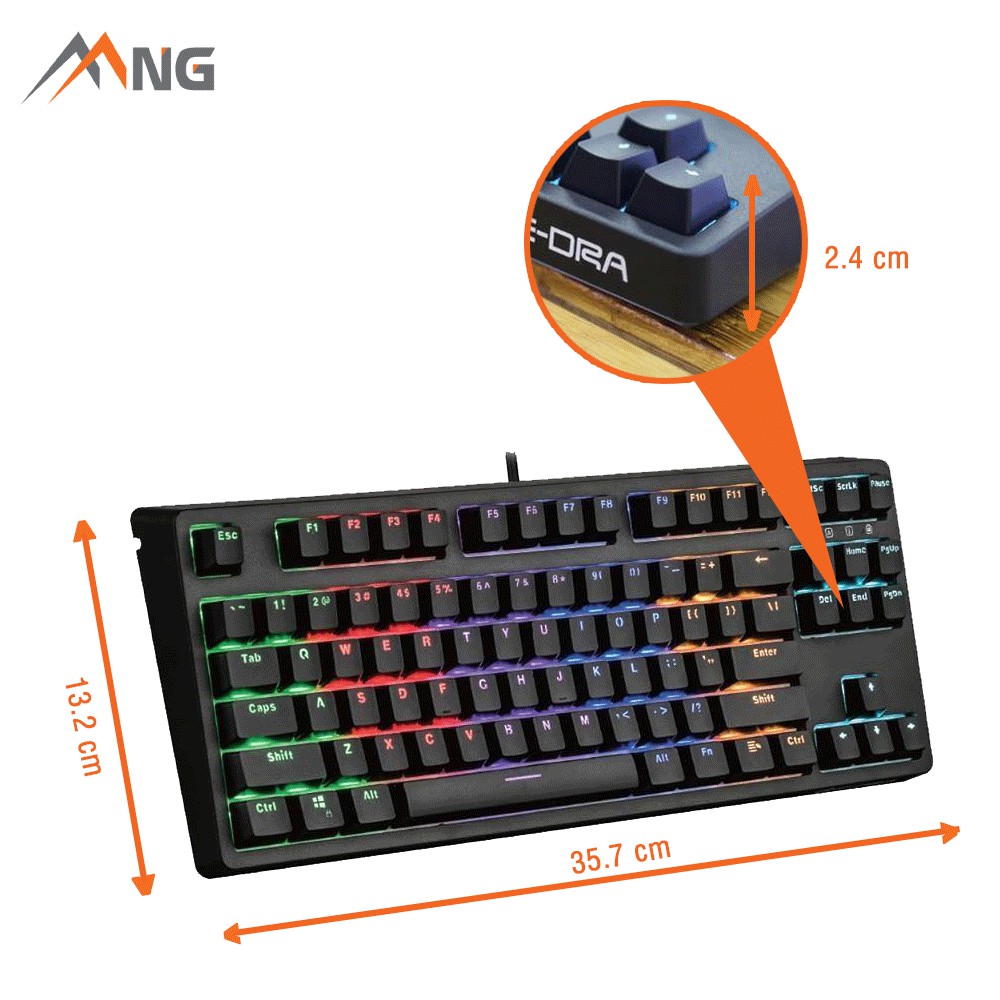 Bàn phím Gaming EDra EK387 Cơ Dành cho văn phòng, chơi Game Đèn Led Có Dây Keycap Doubles