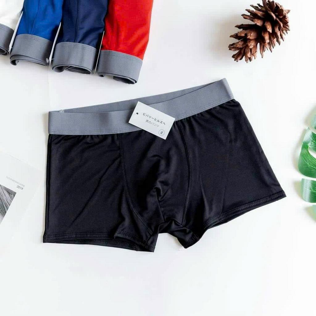 Combo 4 Quần lót nam co dãn 4 chiều, Quần sịp đùi nam cao cấp thun lạnh cực mát mẻ( có che tên sản phẩm)