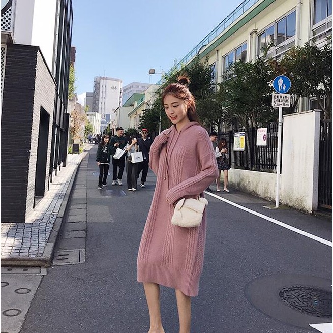 Đầm Hoodie Dệt Kim Dày Dặn Thời Trang Cho Nữ | BigBuy360 - bigbuy360.vn