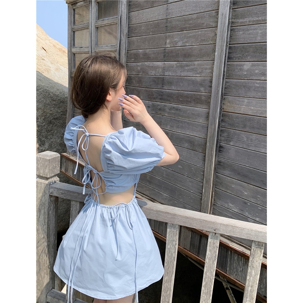 Đầm Hở Lưng Kiểu Hàn Quốc Thiết Kế Xinh Xắn Hợp Thời Trang Váy | BigBuy360 - bigbuy360.vn