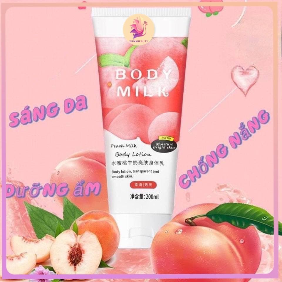 [ Hot Tiktok ] Kem Sữa Dưỡng Thể Trắng Da, Chống Nắng Toàn Thân Trái Đào Pure Milk Body Lotion Hương Nước Hoa