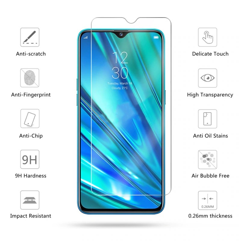 Miếng Dán Kính Cường Lực Cho Realme 5, Realme 5 Pro, Realme Q, Realme C3