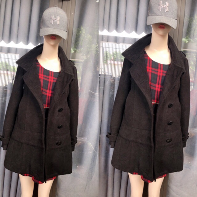 Áo khoát dạ màu đen 2hand combo