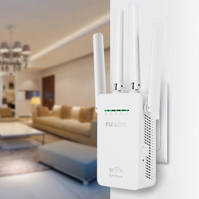 Thiết bị kích sóng wifi PIX-LINK 4 ăng ten LV-WR09 -dc3096