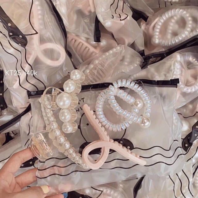 Set Cặp Tóc 5 Chi Tiết, Cặp Càng Cua,Dây Buộc Tóc