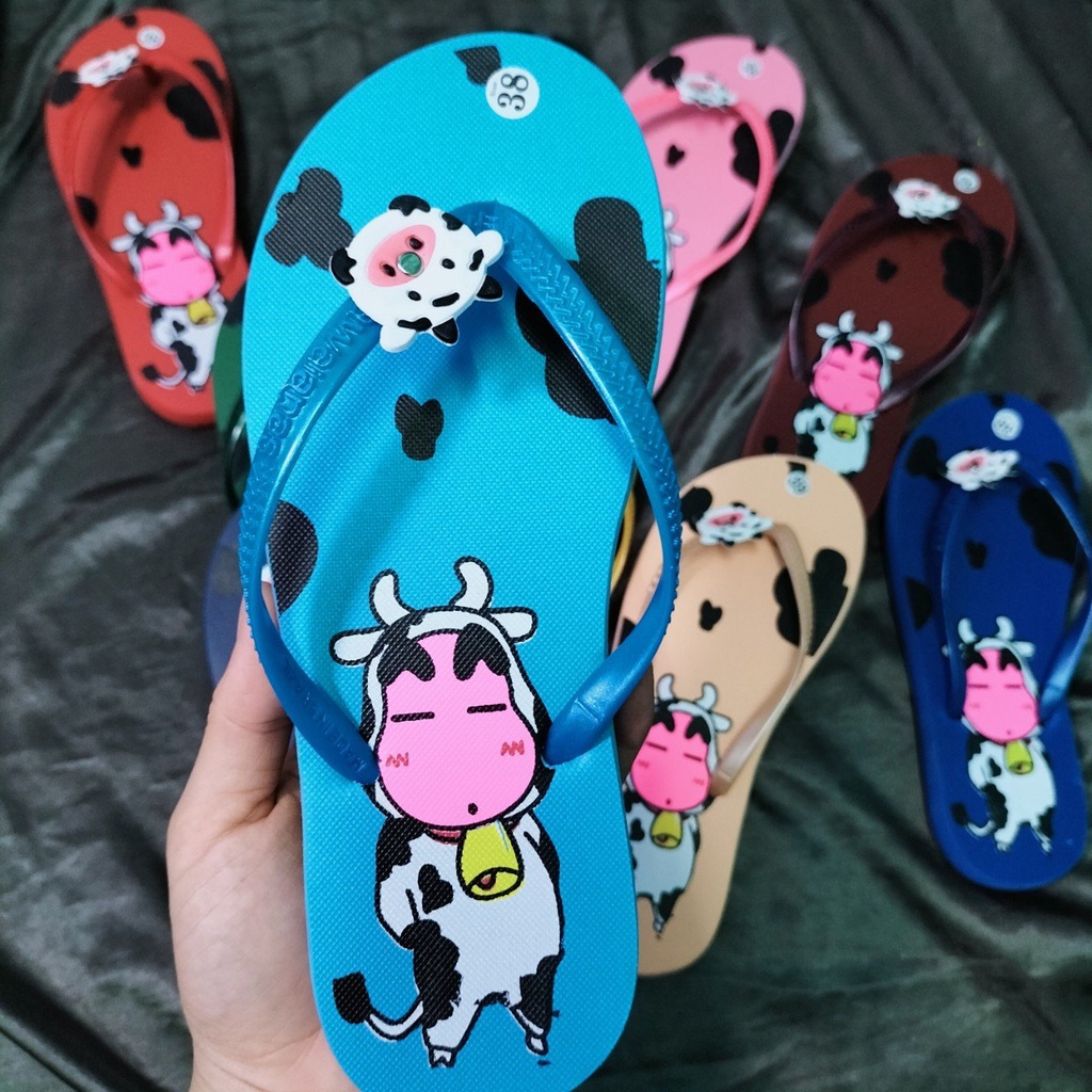 Dép Kẹp Nữ Havaianas Hình Chú Bò Sữa Siêu Hot,Dép Kẹp Thái Đẹp