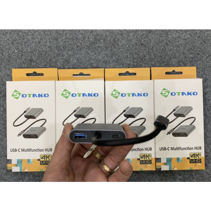Cáp chuyển đổi Type C sang VGA, HDMI 4K SOTAKO chính hãng