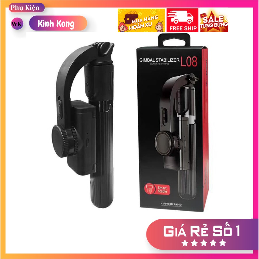 [Mã SKAMSALE03 giảm 10% đơn 200k] Tay cầm chống rung điện tử Gimbal L08 có Bluetooth có chân, kéo dài tới 86cm