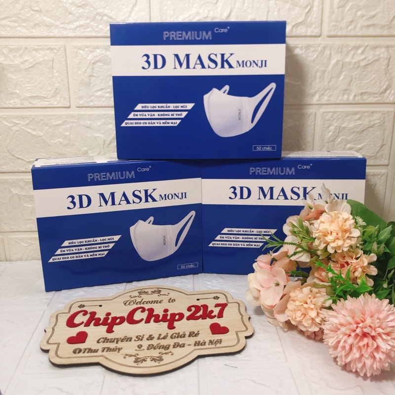 (Giá sỉ) Hộp khẩu trang 3d mask monji chính hãng 50 cái