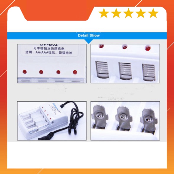 Sạc Pin Doublepow DP-B02 và 4 pin tiểu sạc Doublepow AA 1200mAh, AAA 900 mah