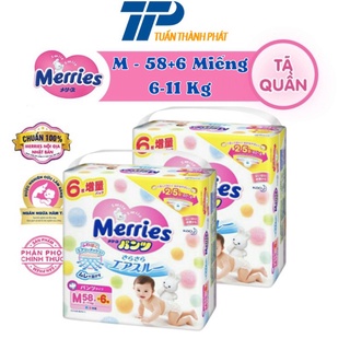 Tã/ bỉm quần merries cộng miếng nội địa nhật bỉm m64/l50/xl44/xxl28