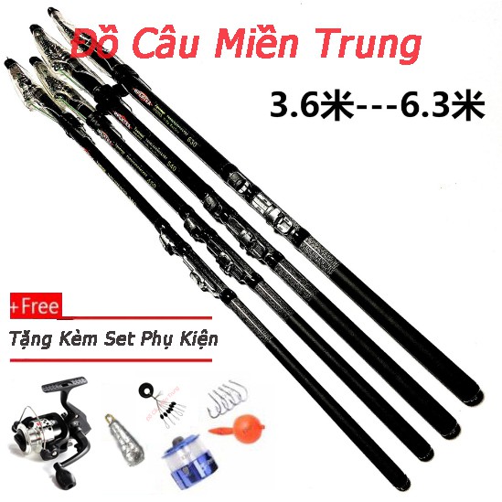 Bộ Cần Câu Nhật Bản Carbon Mikado Tặng Kèm Máy Mini Sẵn Cước và Phụ Kiện