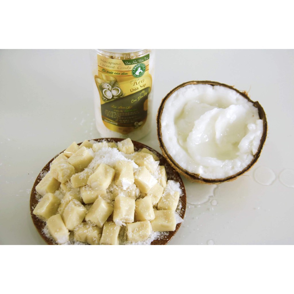 Kẹo dừa sáp hoa tuyết nguyên chất Cocofarm (Hũ 400gr) - Đặc sản Bến Tre