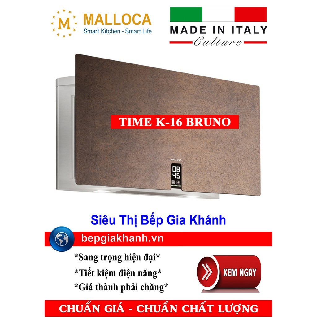 [HCM]Máy hút mùi dạng kính vát 90cm Malloca TIME K-16 BRUNO nhập khẩu Italy