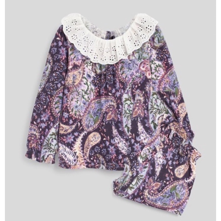 Bộ Thu Bé Gái Hoa Lá Riềm Cổ Next