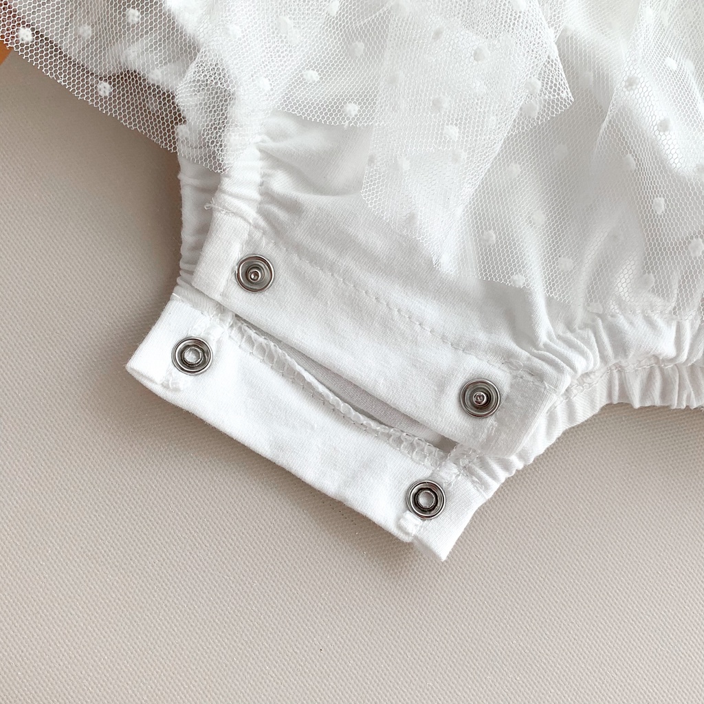 Áo Liền Quần Phối Ren Cho Bé Mới Sinh