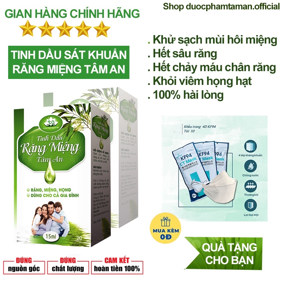 Tinh Dầu Răng Miệng Tâm An Hết Hôi Miệng Nhiệt Miệng Sâu Răng Chảy Máu Chân Răng Viêm Họng Viêm Amidan Hiệu Quả Nhanh