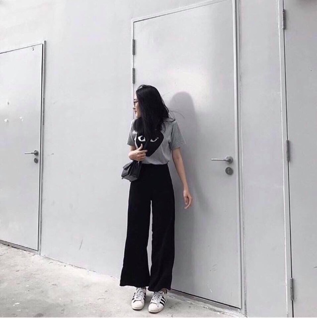 Quần culottes ống đứng trơn bacis (Hình thật trải sàn)
