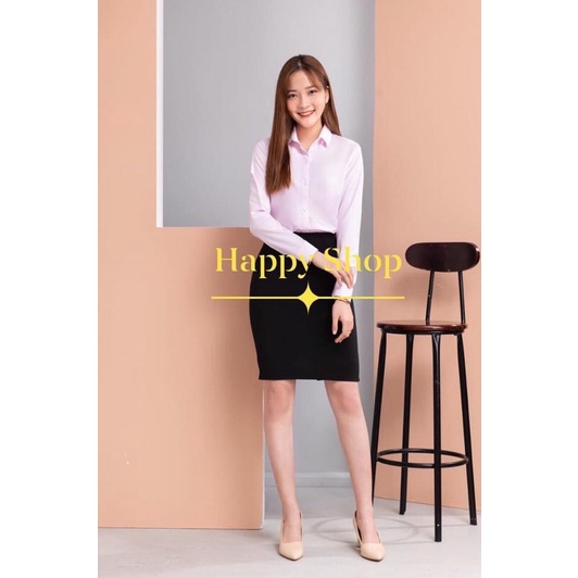 Áo nữ màu hồng phấn siêu xinh tay dài dang basic vải chống nhăn cao cấp