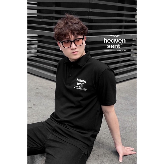 Áo polo cotton HEAVEN SENT form suông unisex cho cả nam và nữ