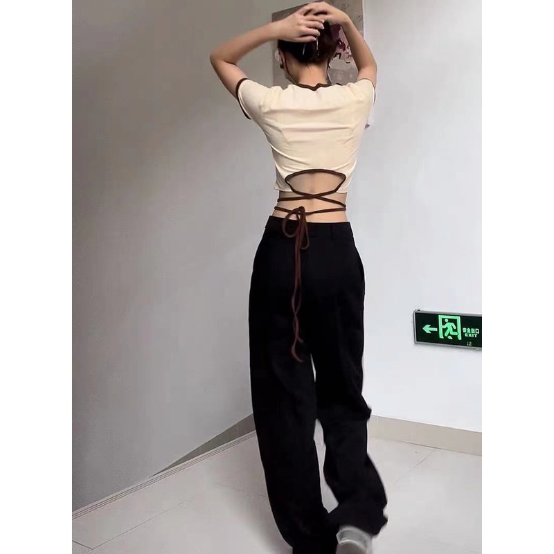 Wittygirls_shop | Áo Thun Cổ Tròn Hở Rốn Dáng Ôm In Họa Tiết Thời Trang Mùa Hè Quyến Rũ Dành Cho Bạn Nữ