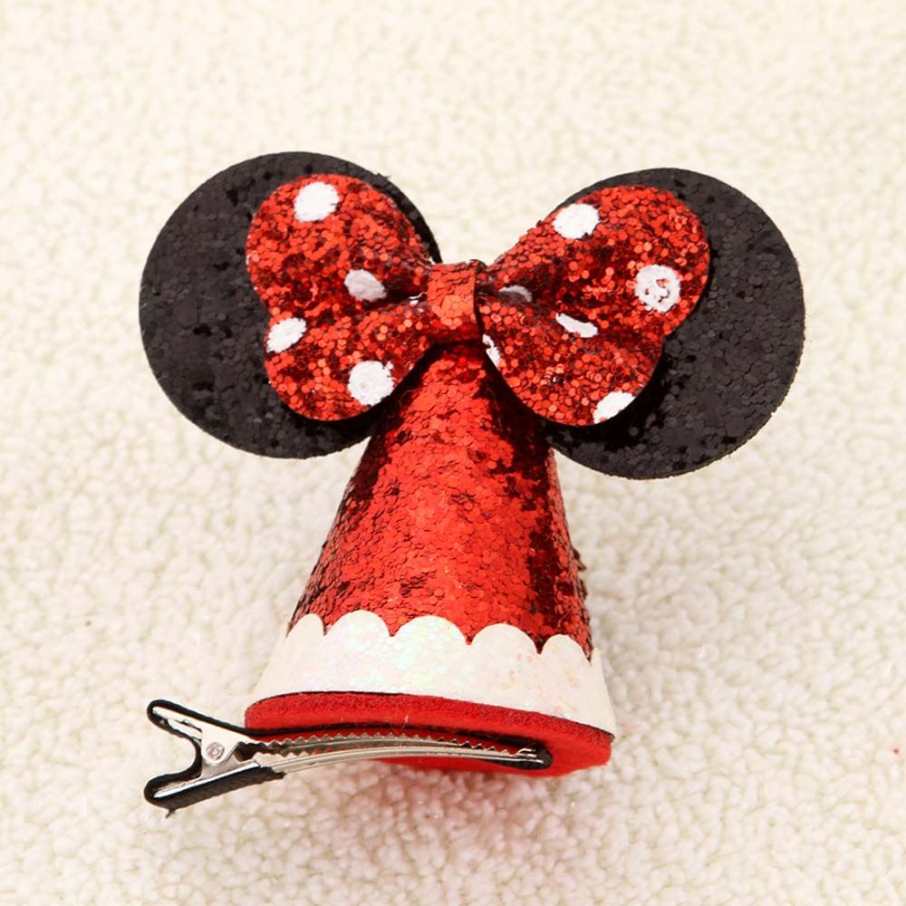 Băng đô cài tóc hình tai chuột Mickey họa tiết chấm bi phối nơ phong cách giáng sinh Hàn Quốc dành cho bé