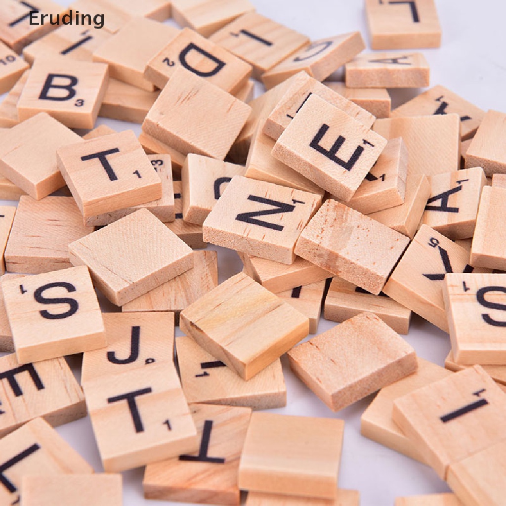 [Eruding] 100 Miếng Gỗ Xếp Hình Chữ Cái Và Số Màu Đen