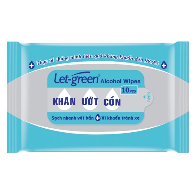 Khăn ướt cồn Let-Green 10 miếng/bao
