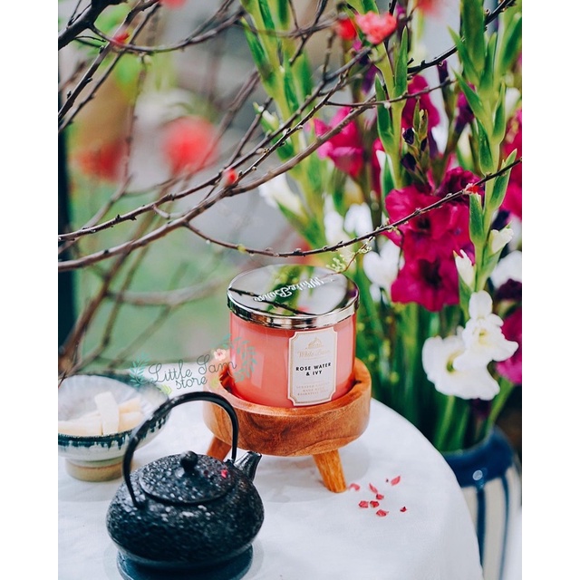 Đế gỗ decor để nến thơm/phụ kiện/bình trà