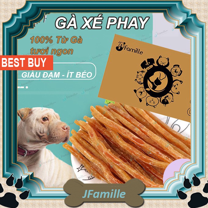 Đồ Ăn Vặt Cho Thú Cưng, Gà Xé Phay JFamille, Bổ Sung Protein, Gói 100gr - JF68