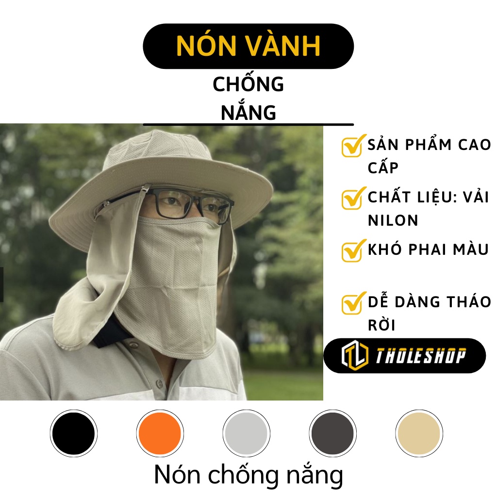 Nón Chống Nắng Nam Giới - Mũ Tai Bèo Rộng Vành Kèm Khẩu Trang Đi Câu Cá, Phượt 7841