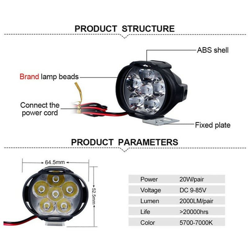 Đèn Led Trợ Sáng 6 Bóng Cho Xe Mô Tô Siêu Sáng