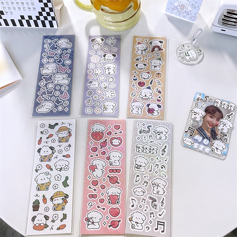 Nhiều Mẫu hình dán sticker cún kim tuyến - hình dán chó con dễ thương phong cách hàn quốc