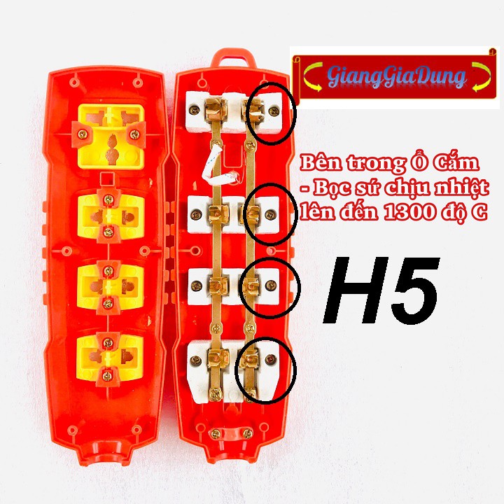 Ổ Cắm Điện SOPOKA 4S-6000W Lõi Sứ Chống Cháy Siêu Chịu Tải (Loại 4 Lỗ Cắm)