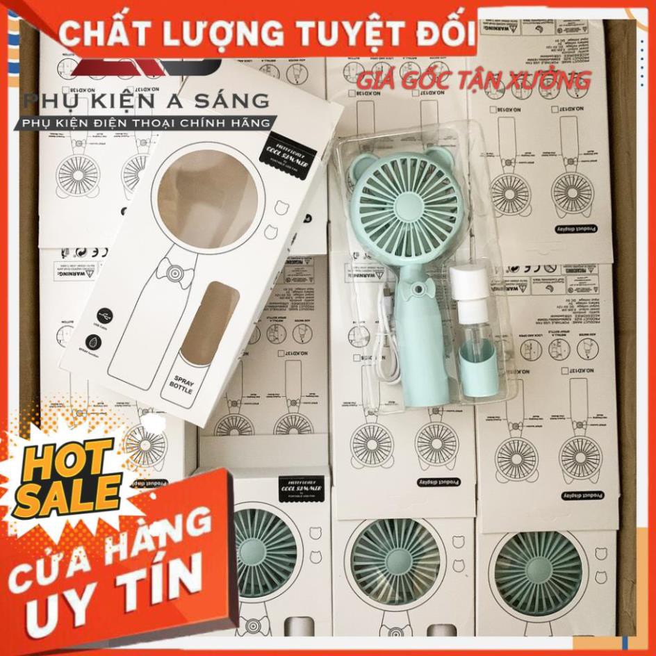 Quạt mini cầm tay phun sương 2in1 sạc pin usb 7 cánh quạt tạo gió