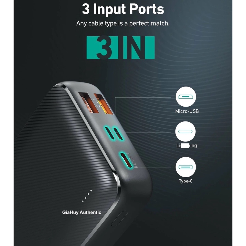 Pin sạc dự phòng AUKEY PB-N74S Basix Plus 20000mAh PD 3.0 20W & SCP 22.5W/ QC 3.0 18W