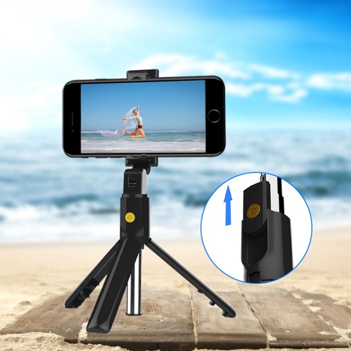 Gậy Chụp Ảnh Tự Sướng Có Chân Đế Điều Khiển Bluetooth Màu Đen Cho Điện Thoại | BigBuy360 - bigbuy360.vn