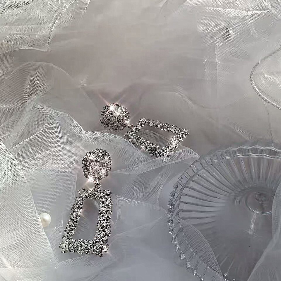 Geometric Drop Earrings khuyên tai Vintage kiểu dáng hình học