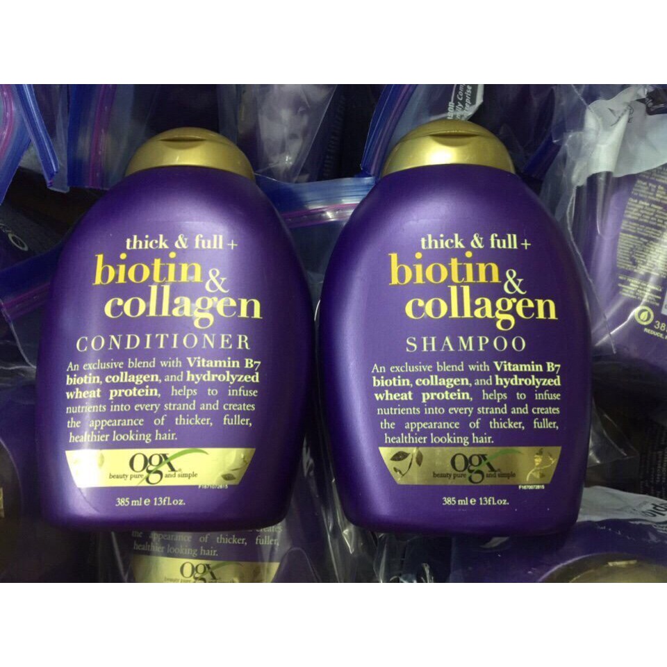 Dầu Gội/Xả Thick And Full Biotin Collagen Organix 385ml Của Mỹ