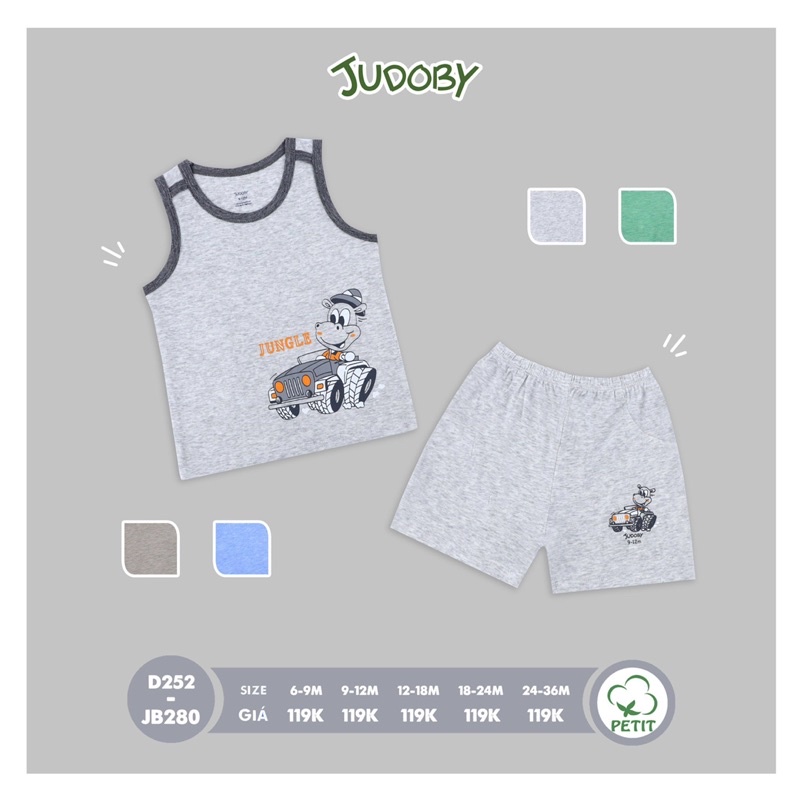Bộ ba lỗ - sát nách bé trai Judoby chất petit - Dokma JB280