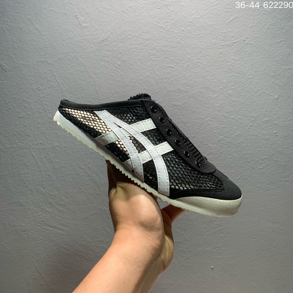 * Hàng Có Sẵn * Giày Asics Onitsuka Tiger Phối Lưới Màu Đen Dành Cho Nam Nữ Đi Bộ EADT