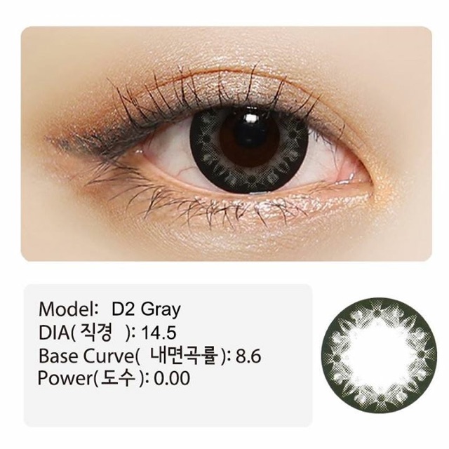 1 cặp Lens chính hãng xám 0 độ giãn tròng hàn quốc