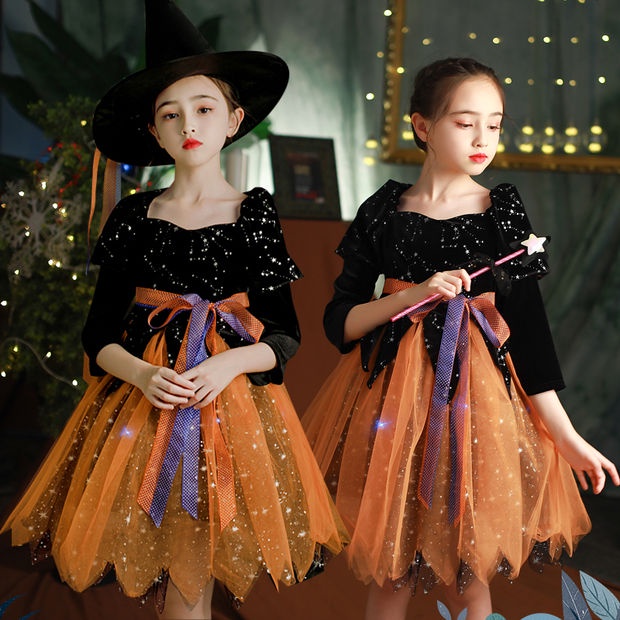 Trang Phục Hóa Trang Phù Thủy Nhân Dịp Halloween Dễ Thương Cho Bé Gái