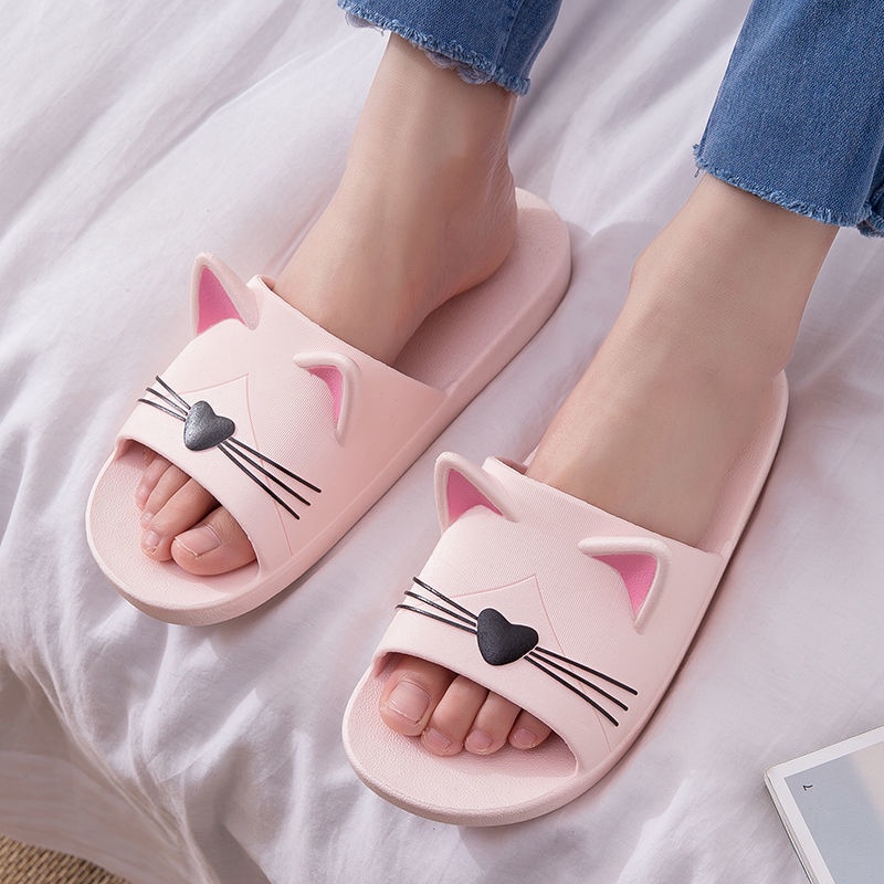 Dép đi trong nhà tắm chống trượt hình tai mèo dễ thương cho cặp đôi